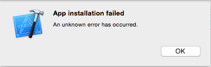 app installation failed กรณีติดตั้ง app ลงบนอุปกรณ์จริงผ่าน xcode